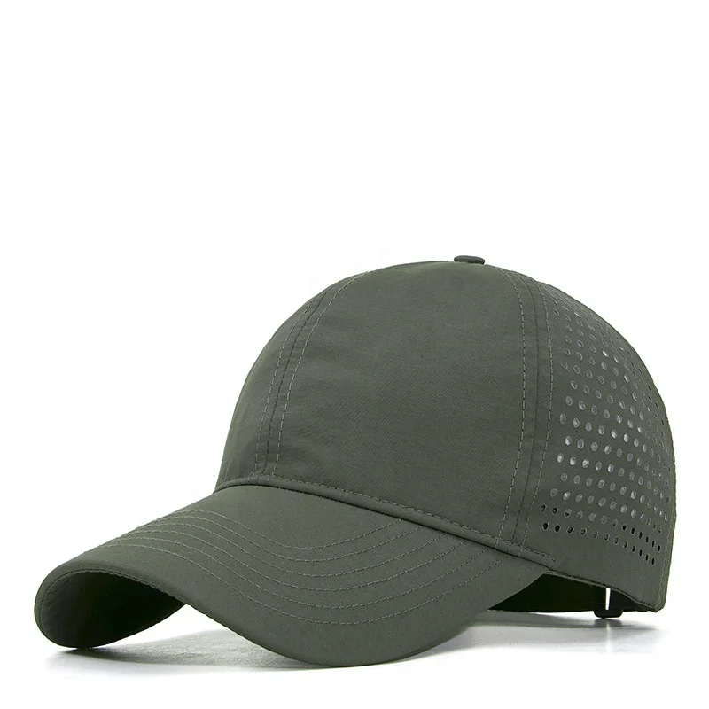 Wholesale Unisex Nylon Quick Dry Melin Hydro Fitted Hat Waterproof Men Blank Laser Hole Running Sports Baseball Cap Custom Logo