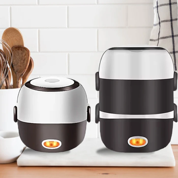 Fast Heating 2L Large Capacity Double-layer Electric Lunch Box Multi-functional Stainless Steel Lunch Box