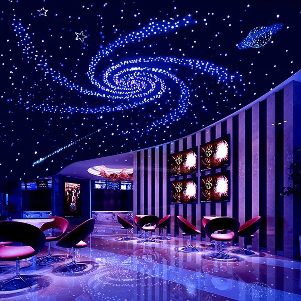 Customization Fiber Starry Sky Ceiling Home Hotel Office Lobby Star Meteor Design Fiber Ceiling Moon Star Moving Decorative