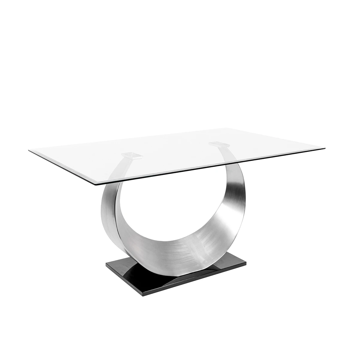 Modern Furniture High End Simple Gold Metal Iron Base Glass Top Rectangular Dining Table Sets With Chairs