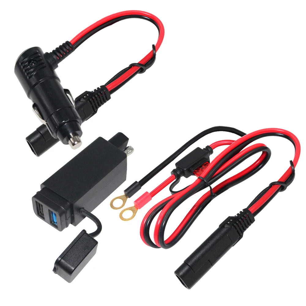 Waterproof Electric Fast 12V 24v Dual Usb charger for Motorcycle car Battery Power Socket Adapter with Outlet 2.1A Sae Charger