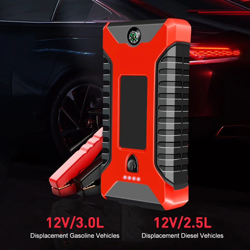 Safe CarJump Starter 12V  Battery Pack Car Jumper Box with Display Extended Smart Jumper Cables Quick Charge 3.0 LED Light