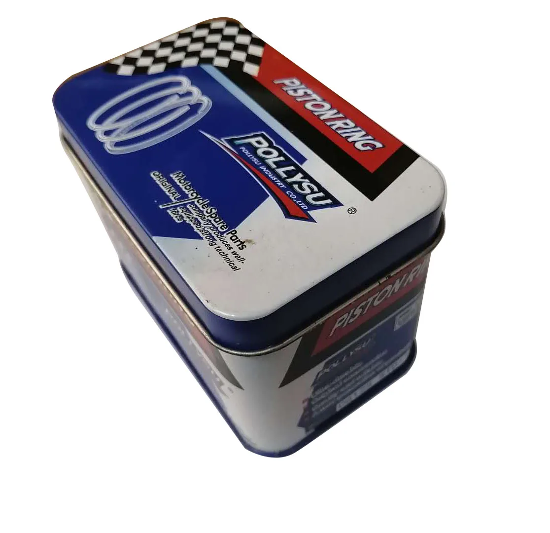 Good quality rectangle  tin packaging metal boxes for 10 Sets Motorcycle spare parts piston ring