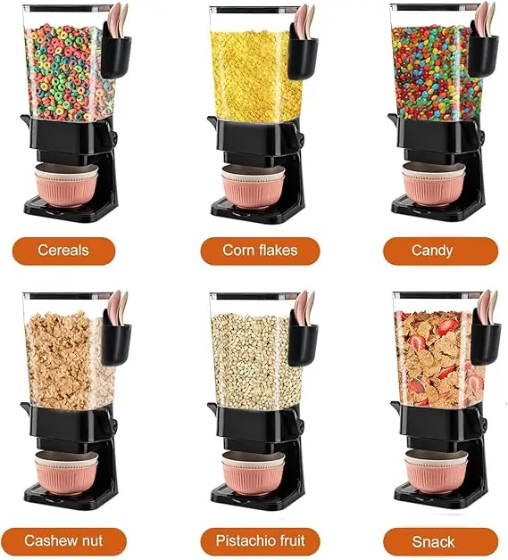 Cereal Dispenser Countertop with Bowls Spoons Cutlery Box Dry Food Dispenser Snack Organizer Containers Storage