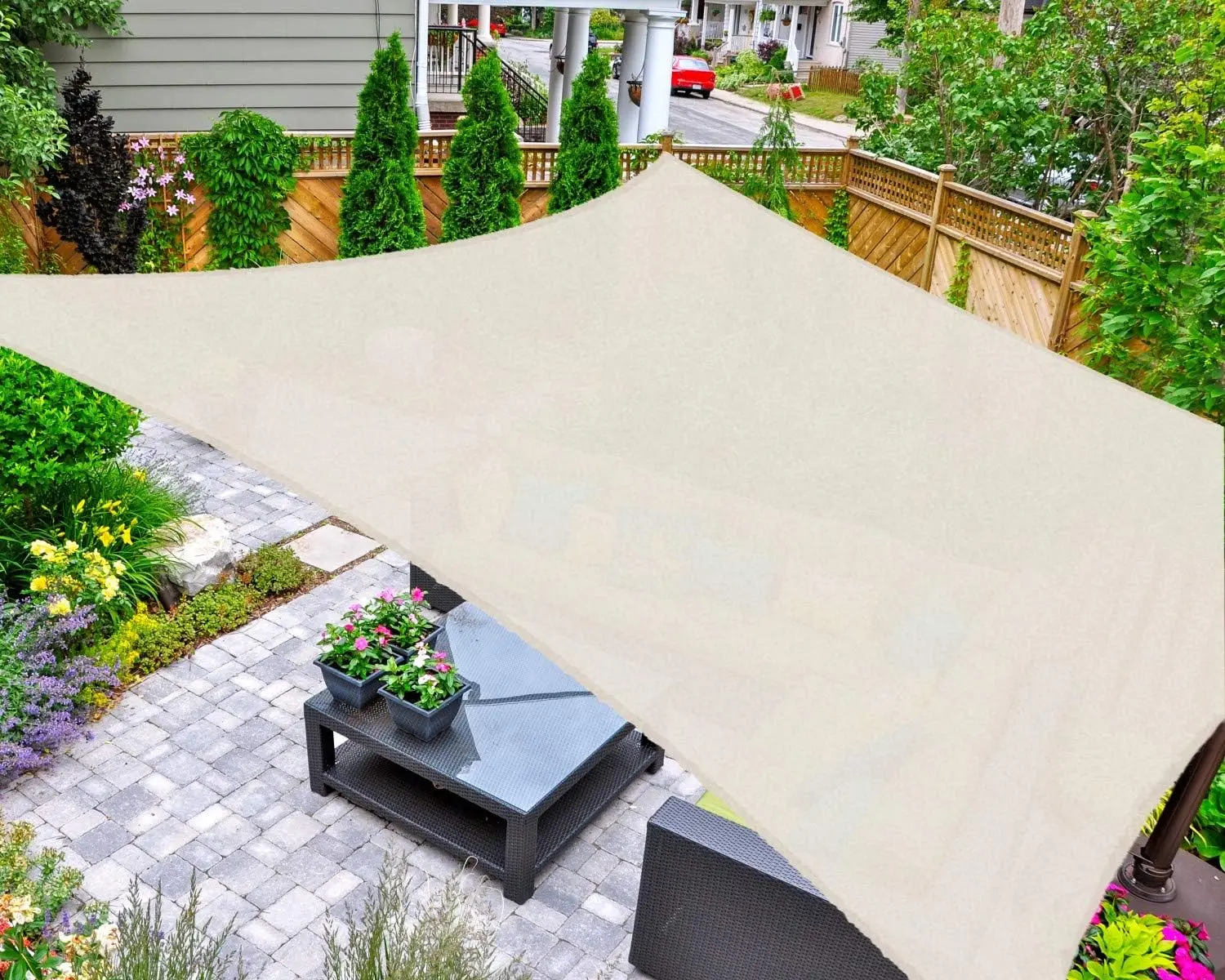 hdpe knitted beige color triangle sun shade sail uv protection garden shade cloth car park shade mesh
