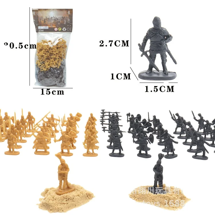 3 cm PE 200pcs two colors Miniature Army Military Toy Figures Wholesale Ancient Roman Soldier Action Figure Set for play kids 5+