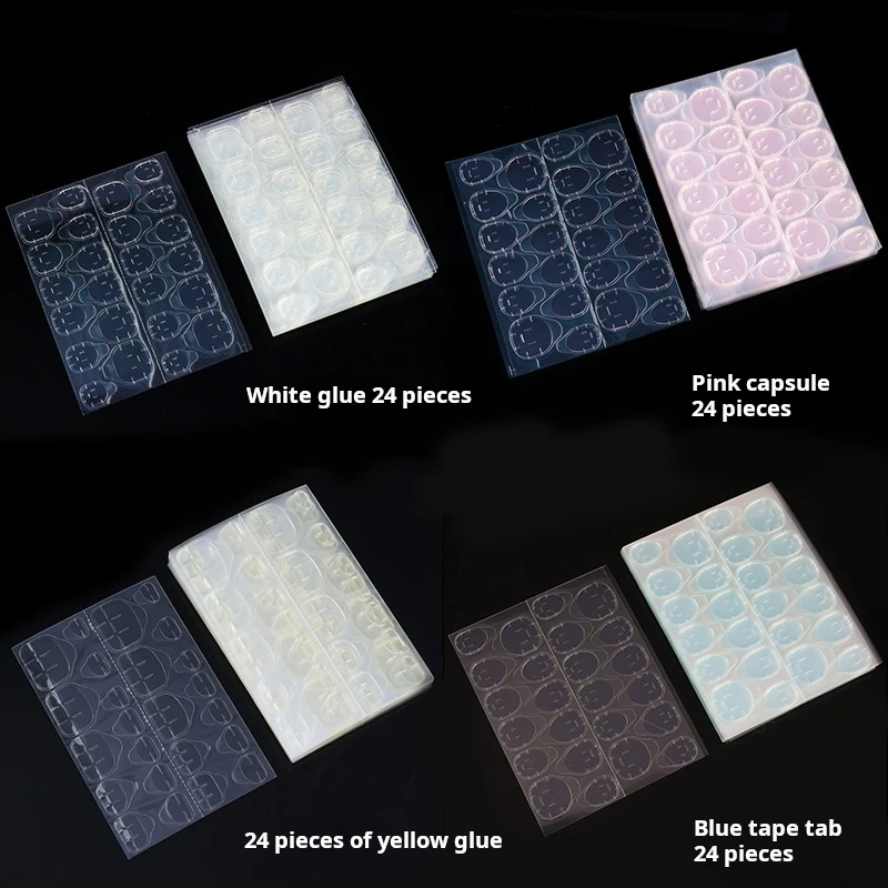 Wholesale 24 Pieces/sheet of Transparent Double-sided Tape Jelly Adhesive for Pressing on Nails