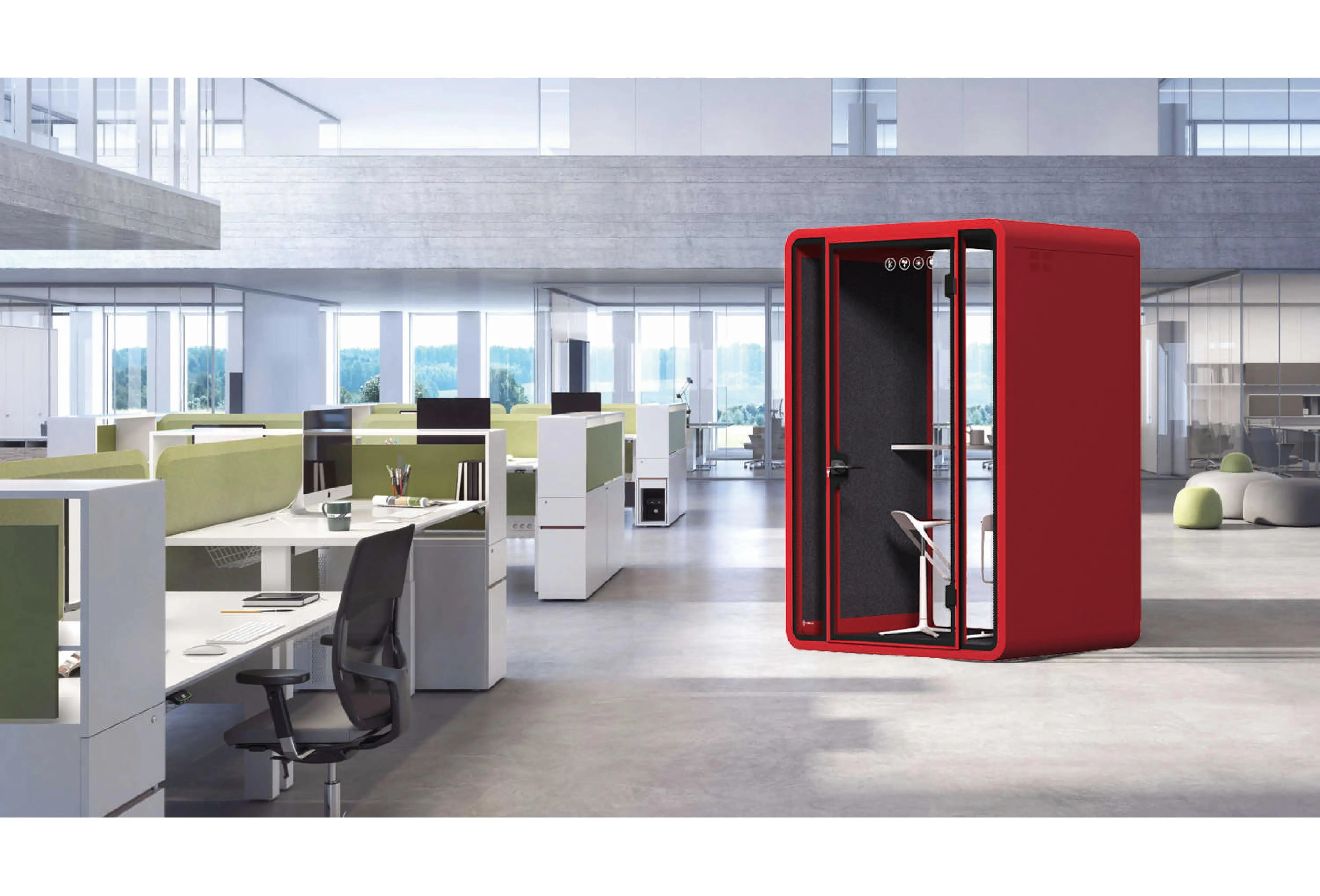 Modern Aluminum frame office Meeting Room 6 Seats  soundproof phone booth