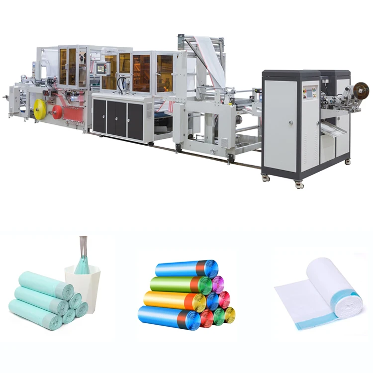 Full Servo high speed draw tape garbage bag making machine for perforation bagonroll without core