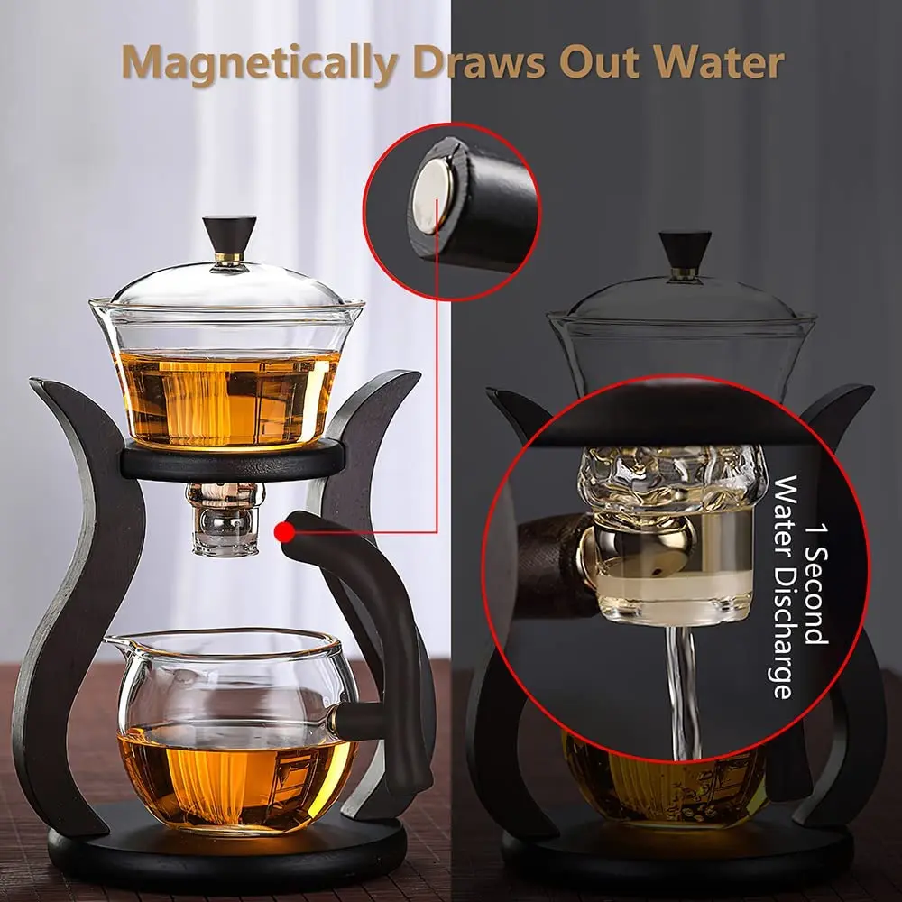 Wholesale Glass Teapot Set Automatic Lazy Tea Set With Magnetic Tea Infuser  Kungfu Heat-Resistant Teapot Set