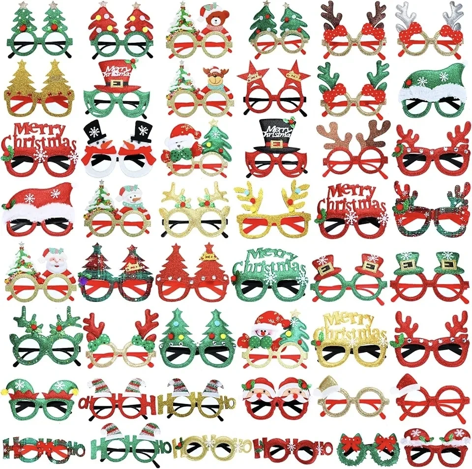 Christmas 2025 2024 New Snowman Funny Plastic Glasses Christmas Party Decorations Supplies Photo Props Wedding Kid Boy Girl