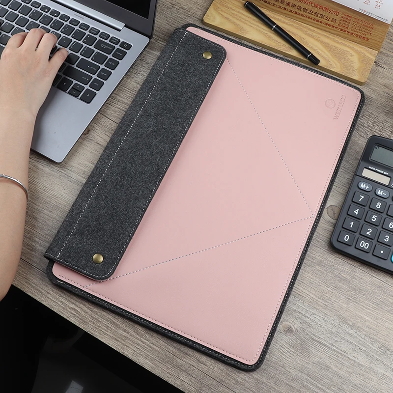 Wessleco Waterproof Notebook Blank Laptop Bag Case Sleeve Custom 13.3 14 inch PU Leather Felt Lining Laptop Sleeve Bag