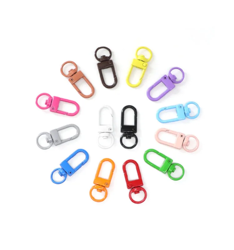 Colorful Metal Lobster Claw Clasp Swivel Lanyard Snap Hook Strap with Key Ring DIY Accessories