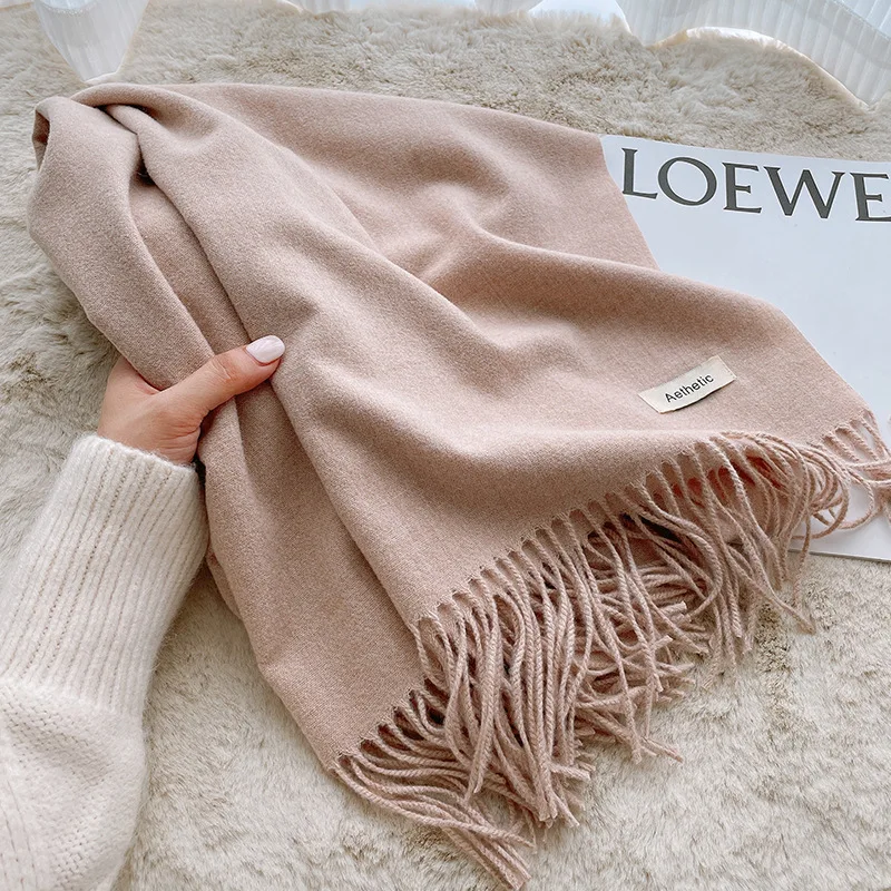 2021 INS Newest Winter Wholesale Pashmina Cute Scarf Shawl Ladies Tassels Trendy Warm Plain Scarf