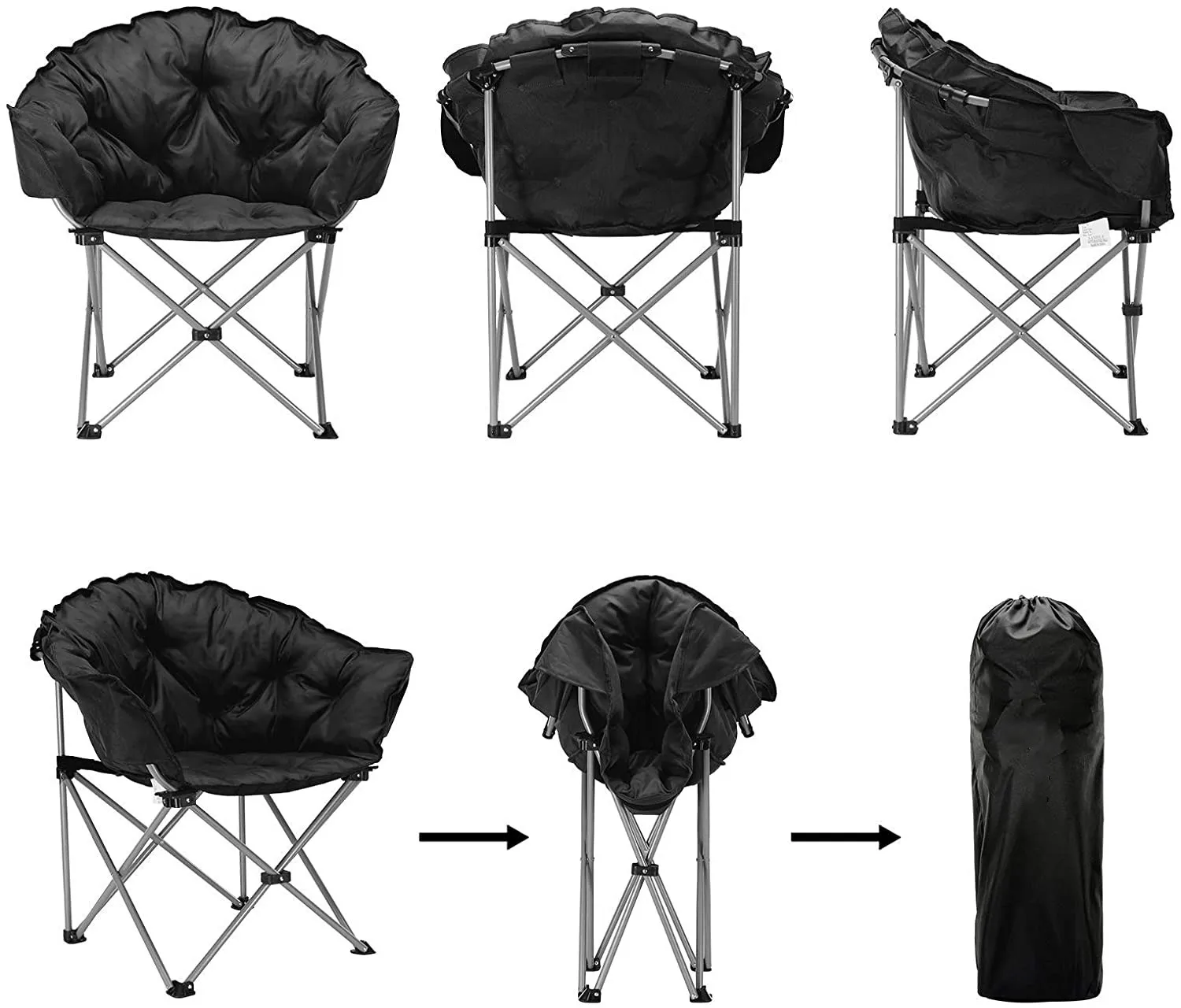 Woqi  2021 Folding Padded Moon Saucer Round Chair  Outdoor Camping Hiking Fishing Camping Chair