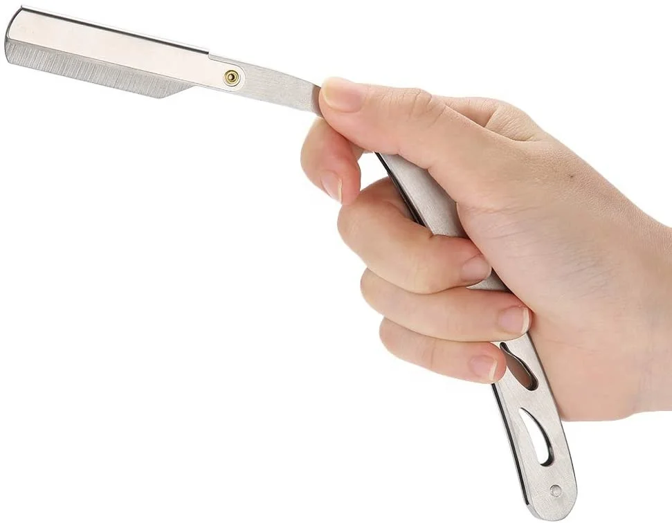 Best Stainless Steel Professional Barber Straight Edge Razor Cut Throat Replaceable Razor Shaving Tool