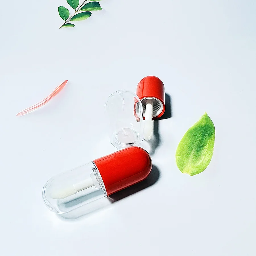 Cute Kids Mini Lip Glaze AS Transparent Bottle Capsule 2ml Small Lip Gloss Empty Tube Round Short Lip Makeup Package Container