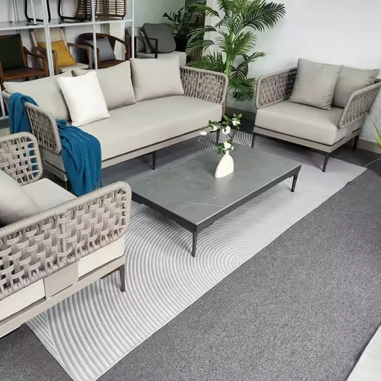 4-seat aluminum metal garden 4 pcs sofas outdoor reclining and armchairs home furniture