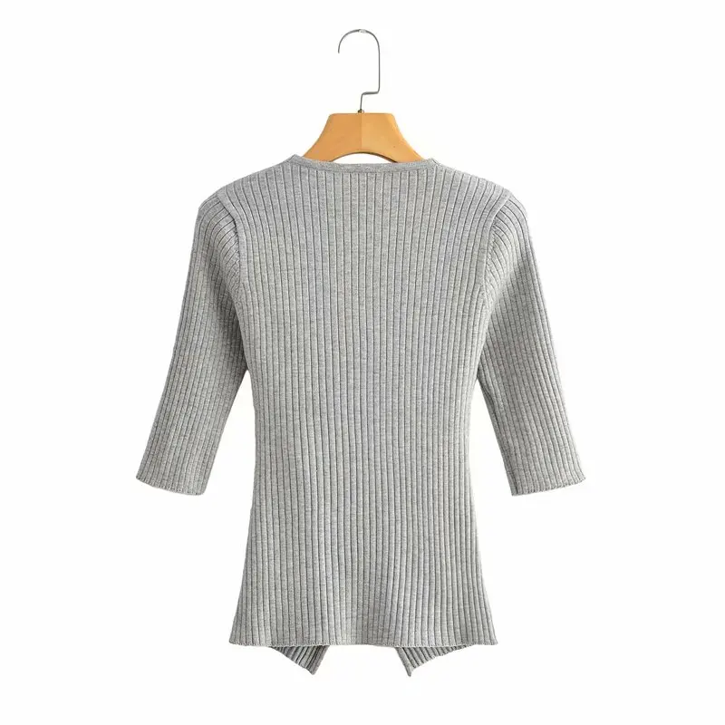 
Fashion v-neck women sweater jumper knitwear cross split loose female knitted pullovers for girls 