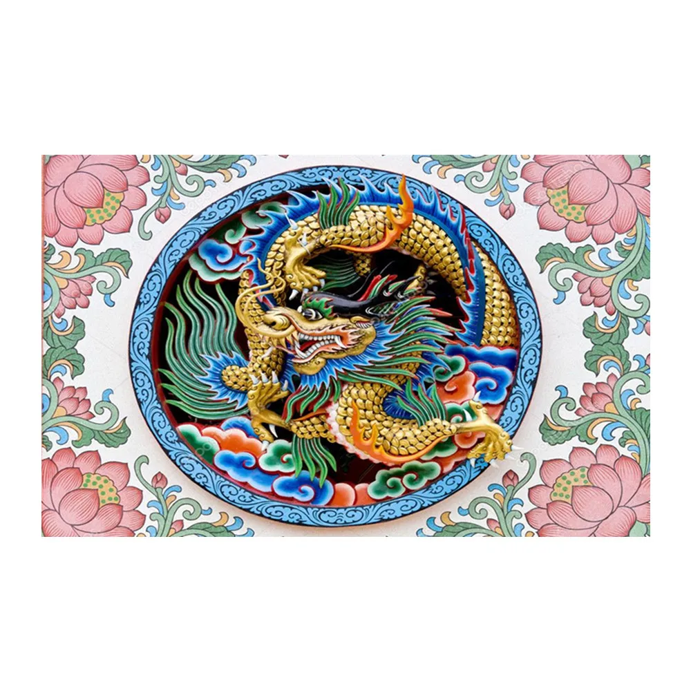 
DIY diamond painting cross stitch 5D mosaic full round diamond icon diamond embroidery lotus dragon decoration 