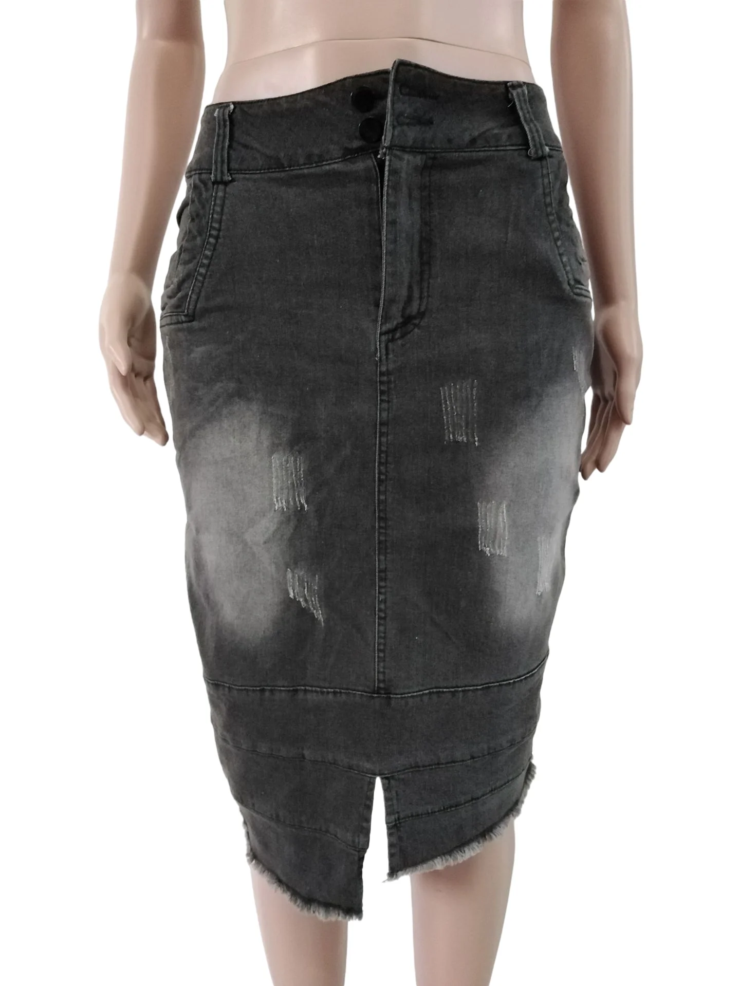 2021 Wholesale New Dress Mid-length Split Tassel High Waist Irregular Skirt Ladies Jeans Skirts Denim Skirts