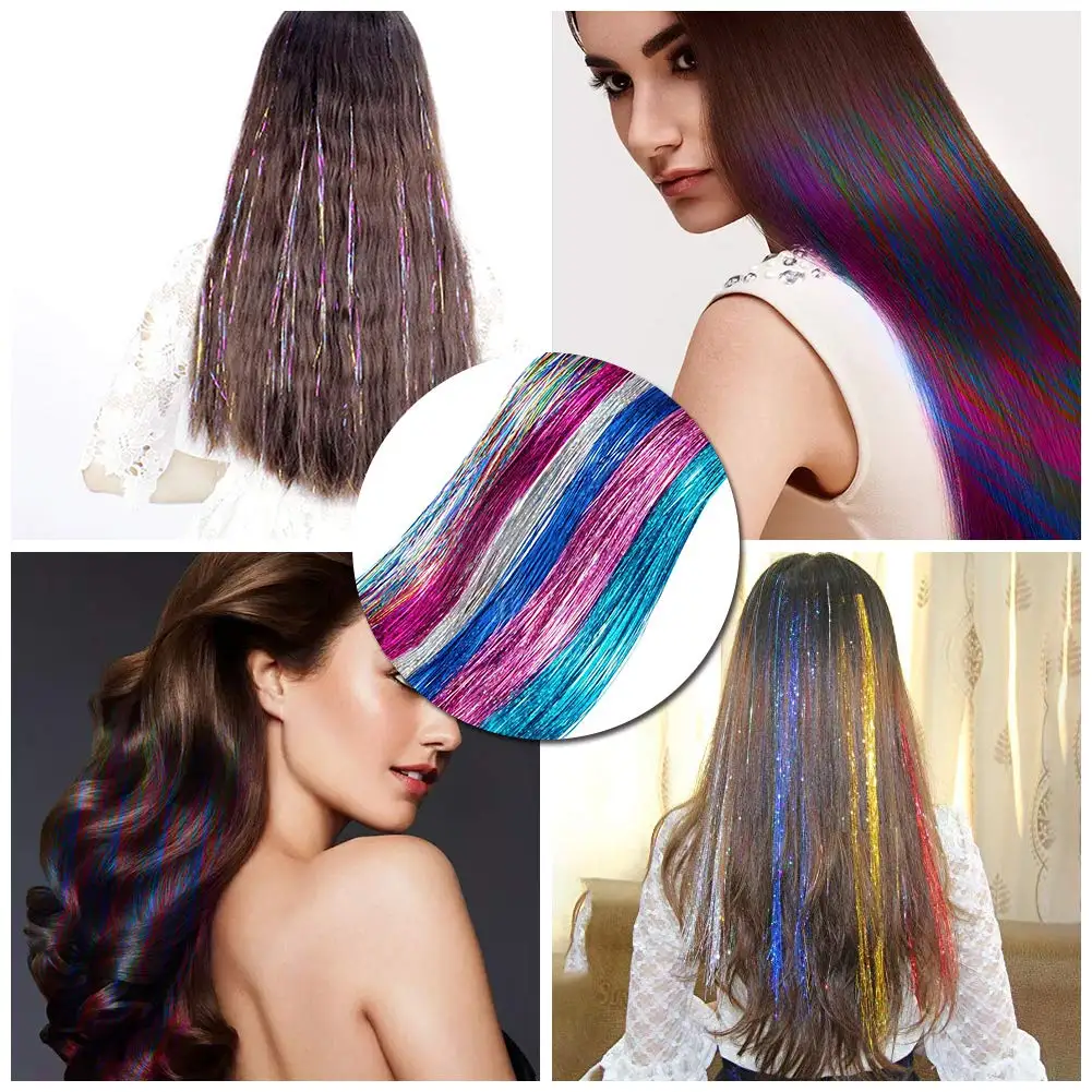 50cm Hair Tinsel Clip In Hair Tinsel Extension 15 Colors