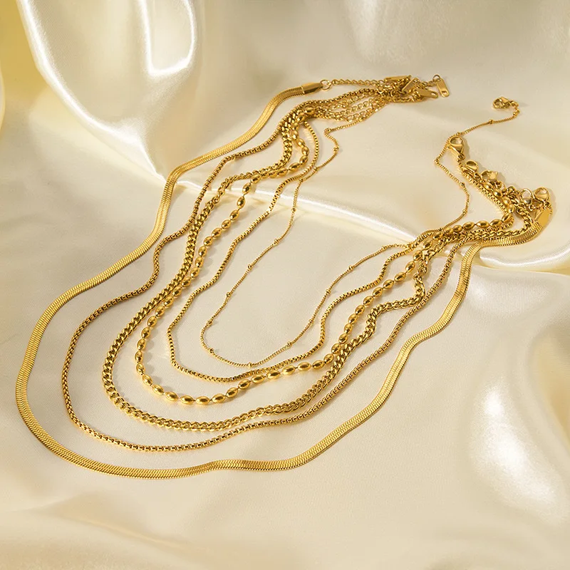 18K electroplated necklace versatile snake bone chain for women jewelry