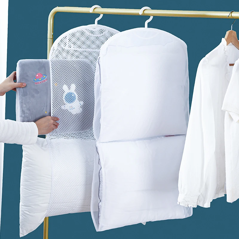 Sleeping Pillow Basking Holder Drying Rack Net 2 Layer Dryer Mesh Hanging Dryer Rack with Zipper Collapsible Toys Dryer