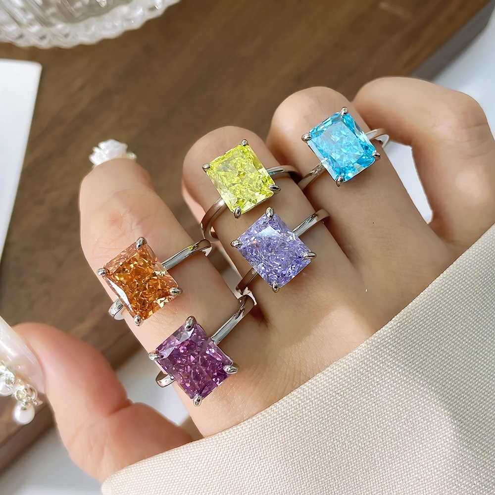 FOXI High Quality hot sale 8A iced cut pink stone 925 silver Ring women fine jewelry 925 Sterling Silver ring