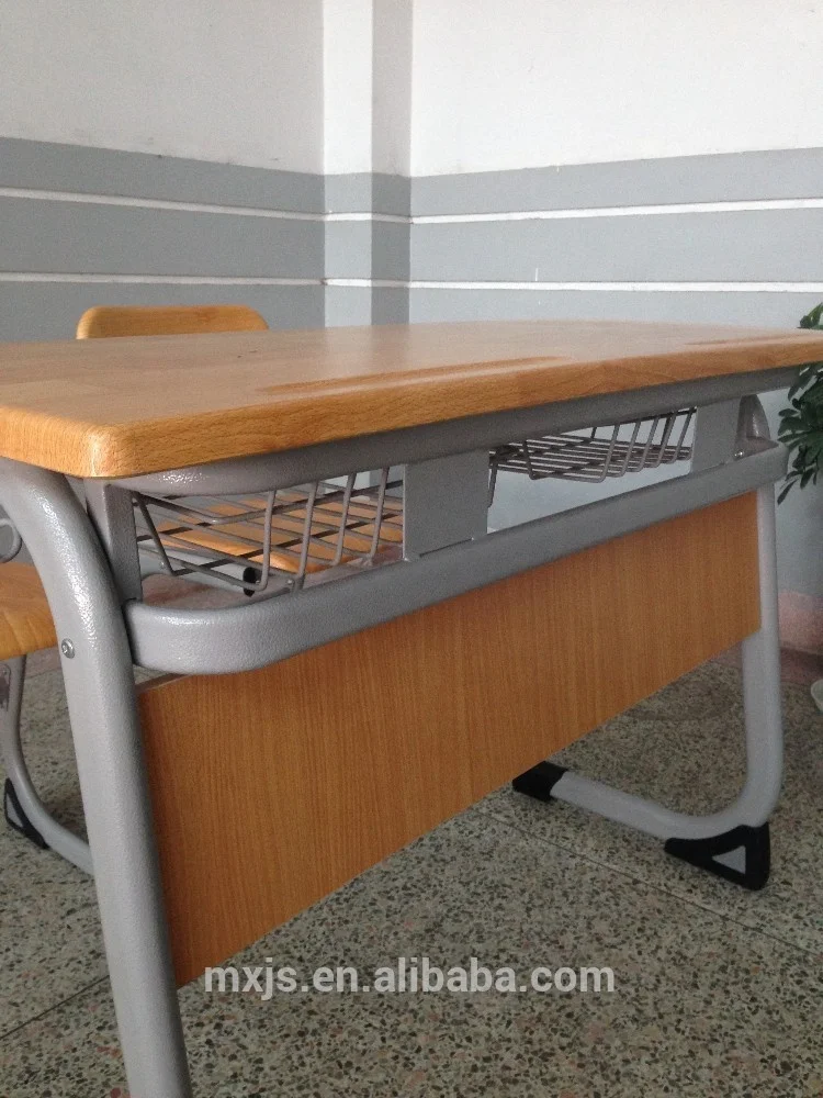 
Antique Wooden School Classroom Double Desk Chair Sets For Kids Students 