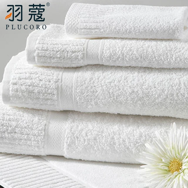 Four Season Hotel Plain Style Design White Luxury Used Hotel Bath Towel Set 100% Cotton