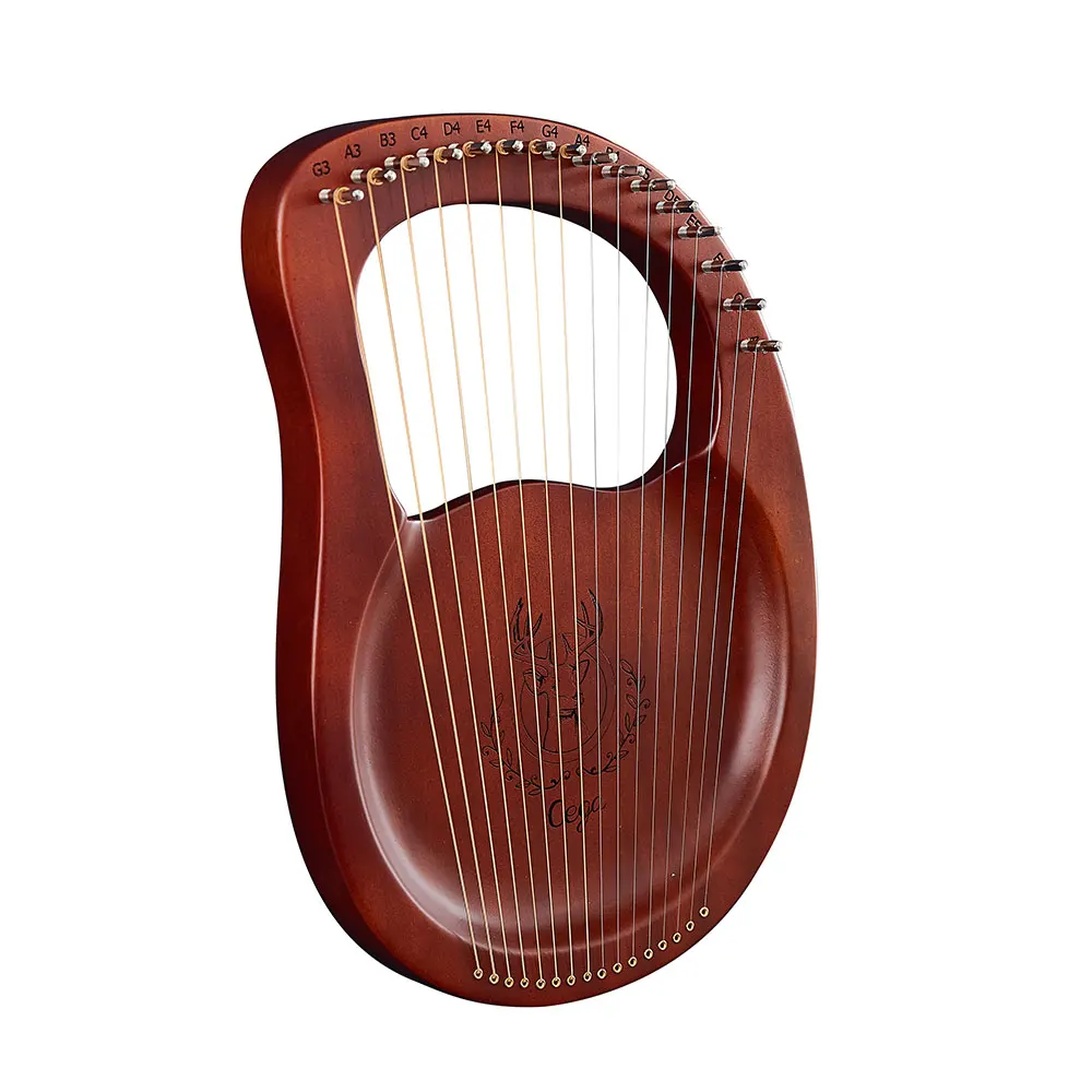 Tongling Music Solid Wood Mahogany 16 Strings Lyre Harp for Sale