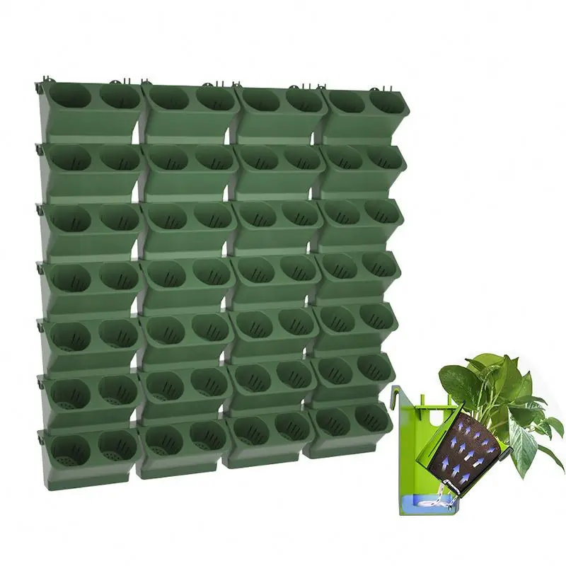 Super Hot Vertical Green Wall Outdoor Succulents, Automatic Garlic Backyard Plastic Living Planter Pots for Office Design