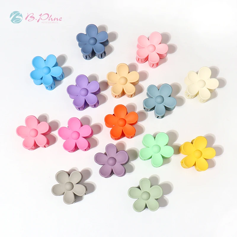 B.PHNE Fashion Accessories Hair Claw Mini Plastic Colorful Matte Flower Women Hair Accessories Claw Clip