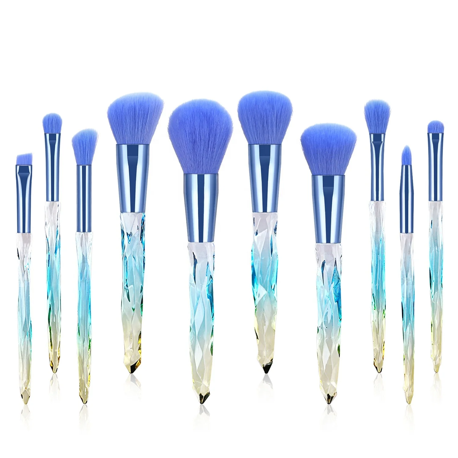Holographic crystal Makeup Brushes Beautiful Crystal Diamond Handle 10pcs Makeup Brushes