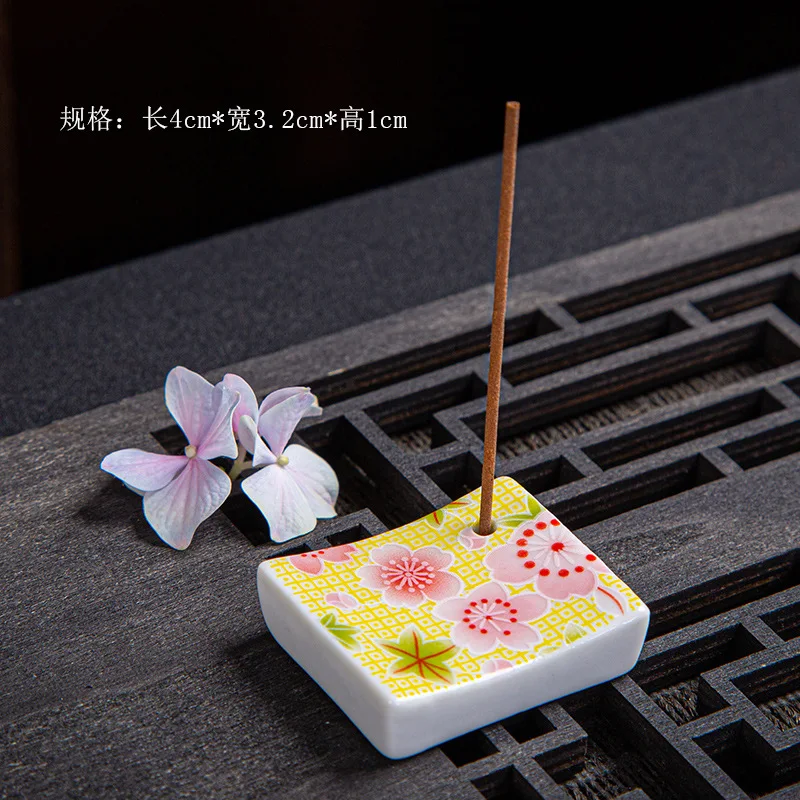 Ceramic Incense Insert Japanese Pattern Chopsticks Frame Incense Rest Restaurant Table Incense Rectangular