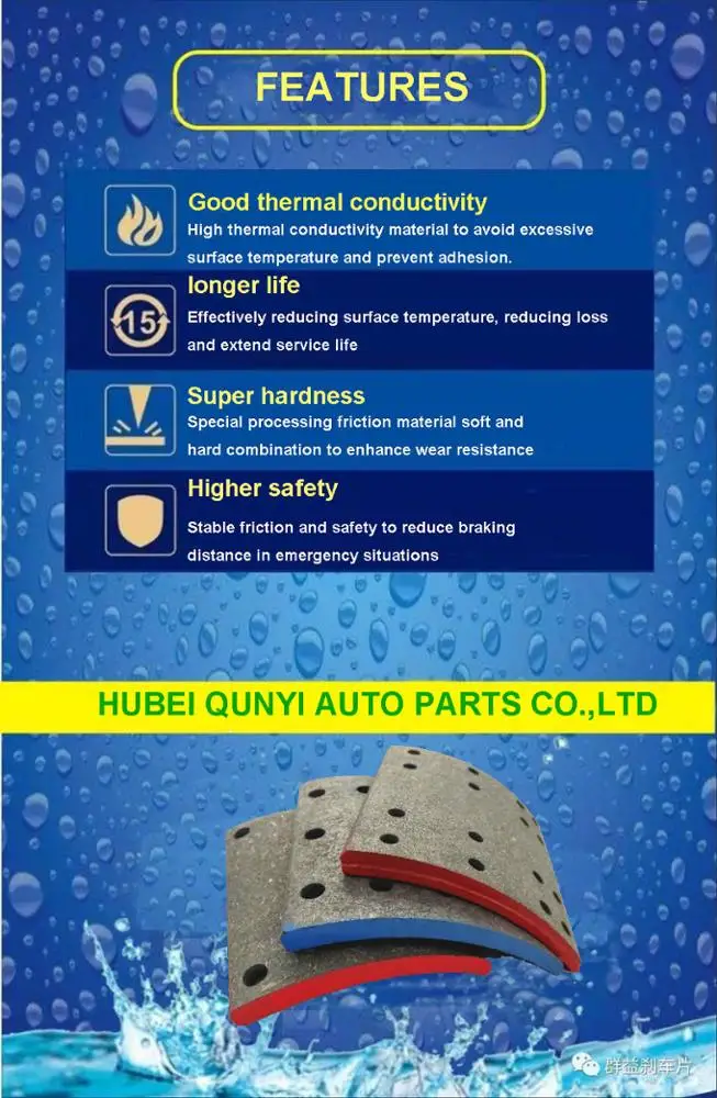 
China factory OEM truck brake lining / brake pad for HOWO 