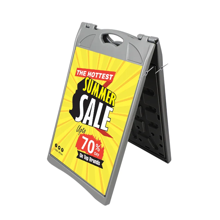 Custom wind resistant pavement sandwich plastic sidewalk sign a frame board