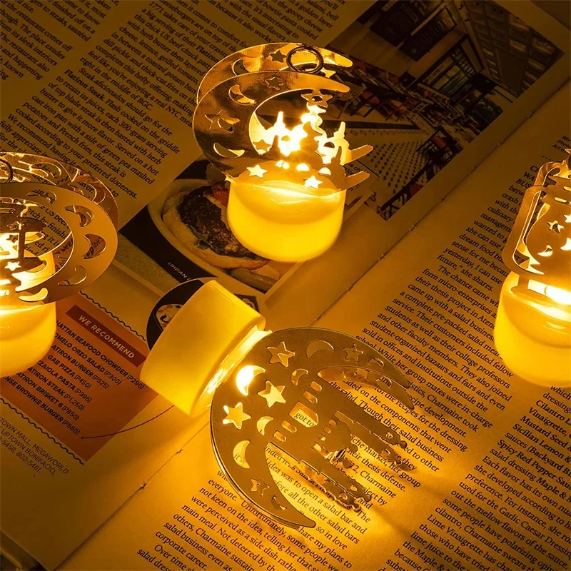 Candle Light Lamp Vela Bougie Luz 2024 Eid Mubarak Ramadan Decor Moon Star Islamic Eid Al Adha LED Candle Holder For Ramadan