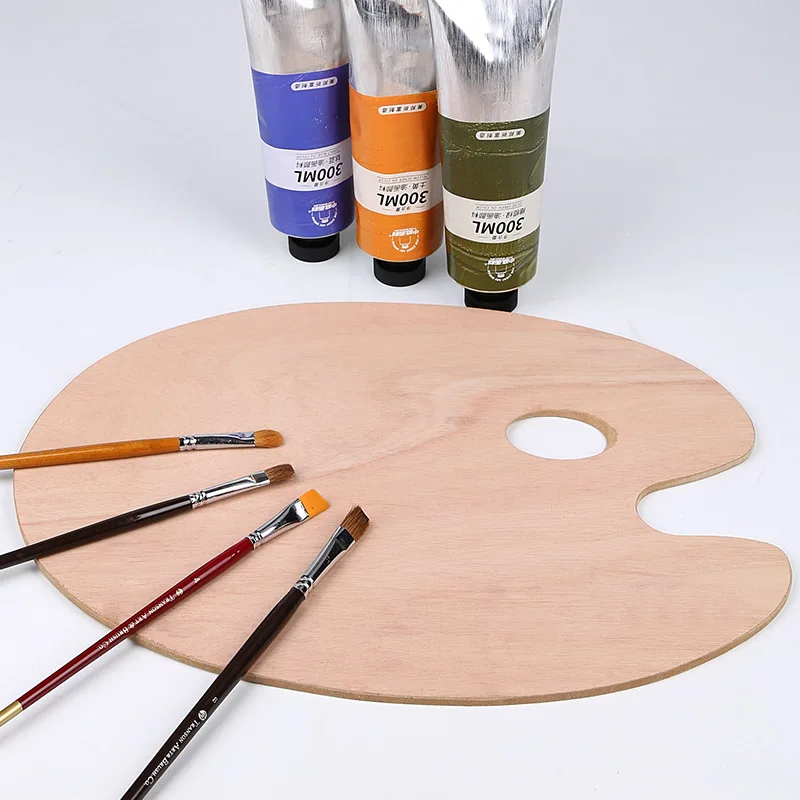 Customized wooden oil painting paint palette wooden belt hand-held palette oil painting palette box