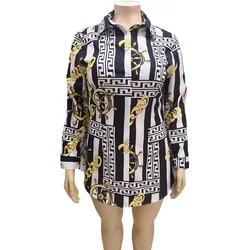 Оптовая продажа длинный рукав Плюс Размер Топы с принтом женские блузки женские топы Модные