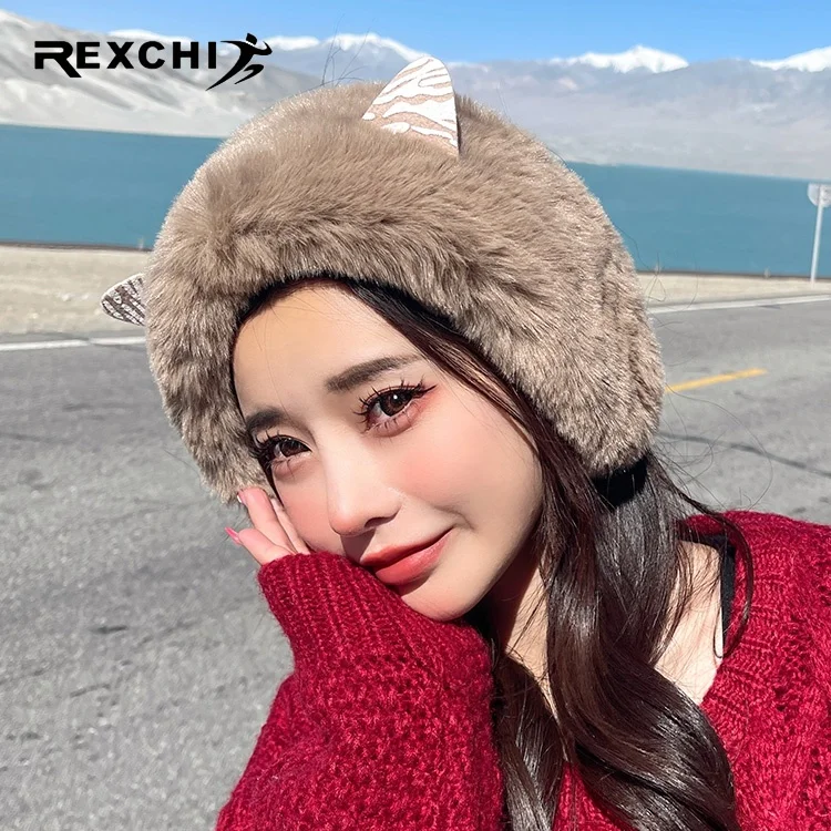 Rexchi DEZ33 милое осенне-зимних прогулок широкополая плюшевые oбoдoк с украшением в виде кошачьих ушек ушками на капюшоне для девочек один