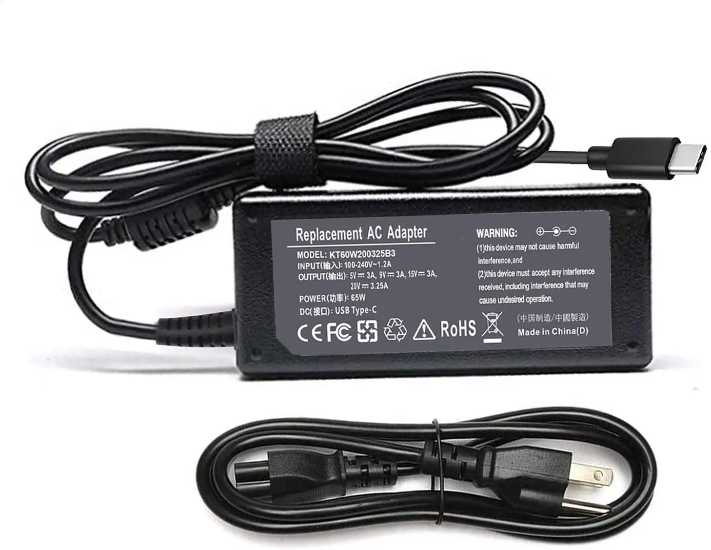 On Sale 20V 3.25A 65W Type-C Laptop Adapter charger for Dell Chromebook 3100 3400 5190 3380 7486 2-in-1 Laptop Adapter
