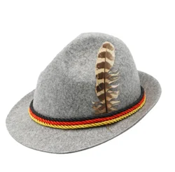 German Oktoberfest Fedora Traditional Wool Felt Costume Hat with Feather for Adults Novelty Fancy Dress Panama Hat