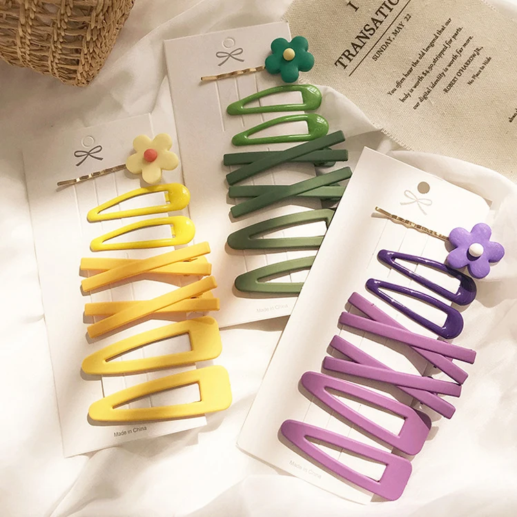 Wholesale fashion 7-pcs set  cute simple flower hairpins for  girls bangs clip hair clip simple  hair accessories
