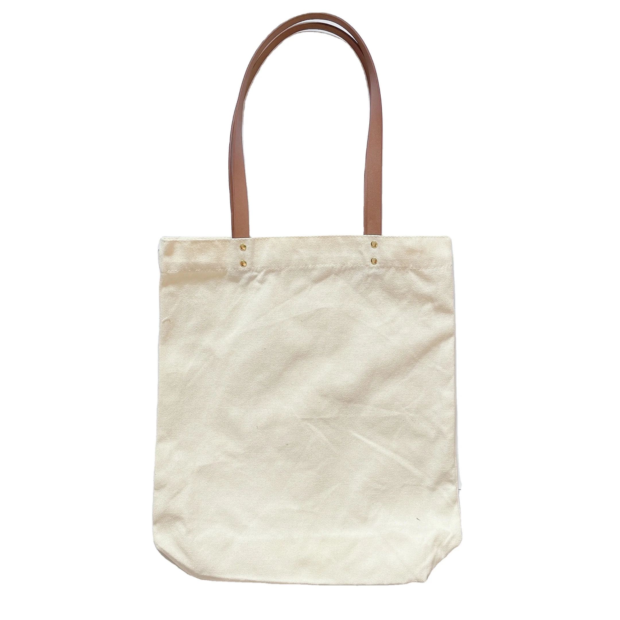 Canvas Tote bag Leather Handle with Logo