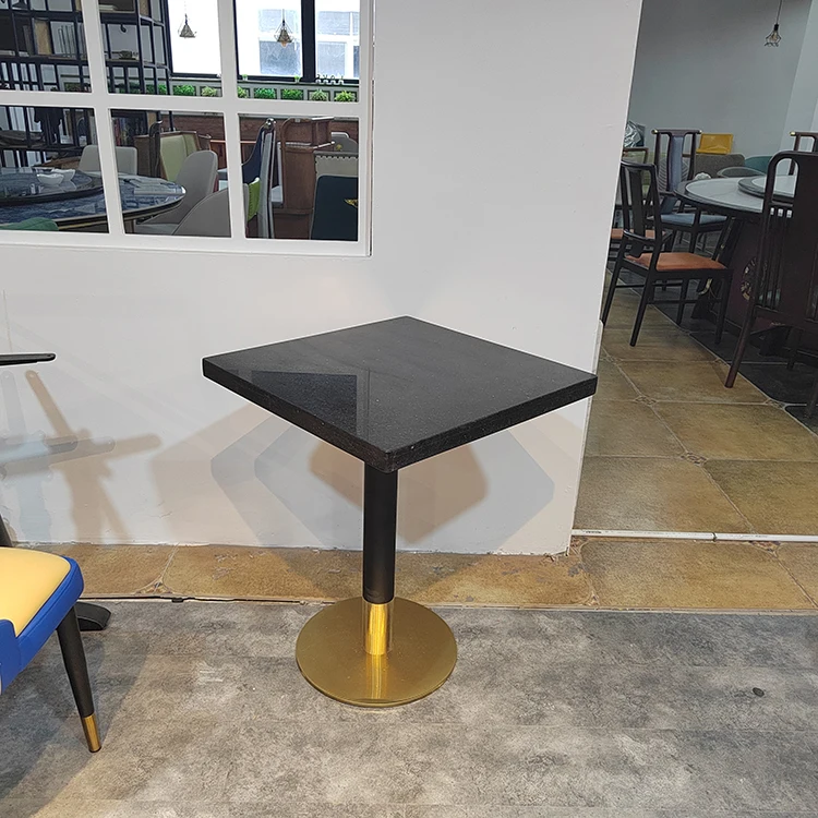 Luxury Restaurant Dining Table Round Base Support Black Gold Marble Dining Table for Cafe Coffee Shop