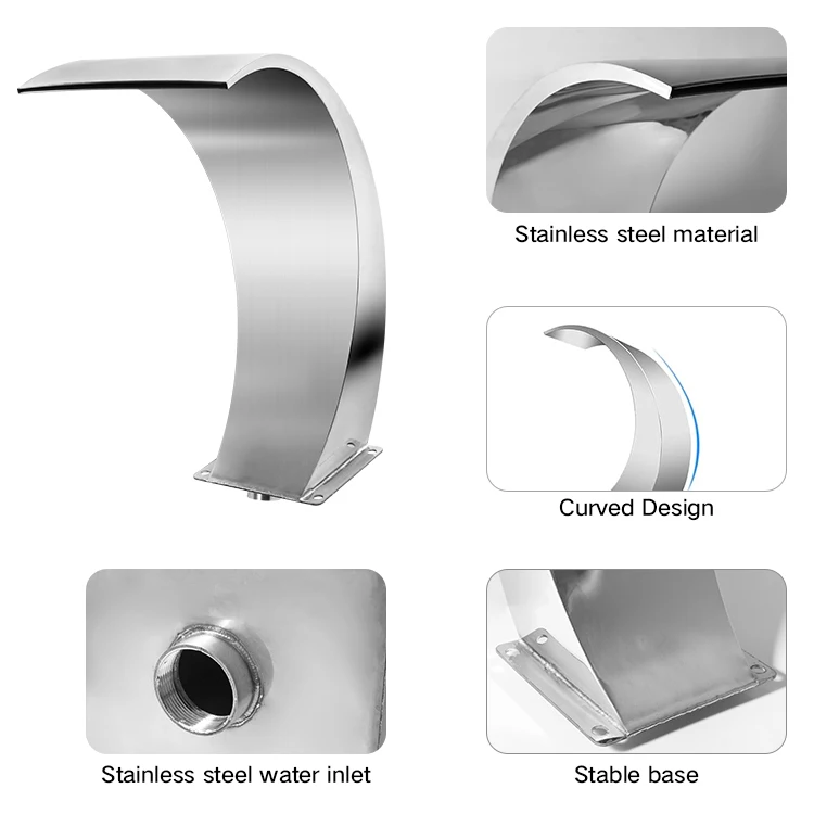 Factory Stainless Steel Swimming Pool Spa Massage Waterfall Spout For Swimming Pool