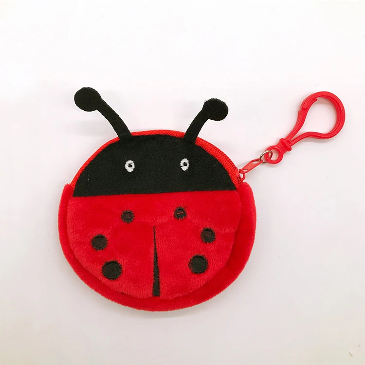 
Plush round zipper animal coin purse 