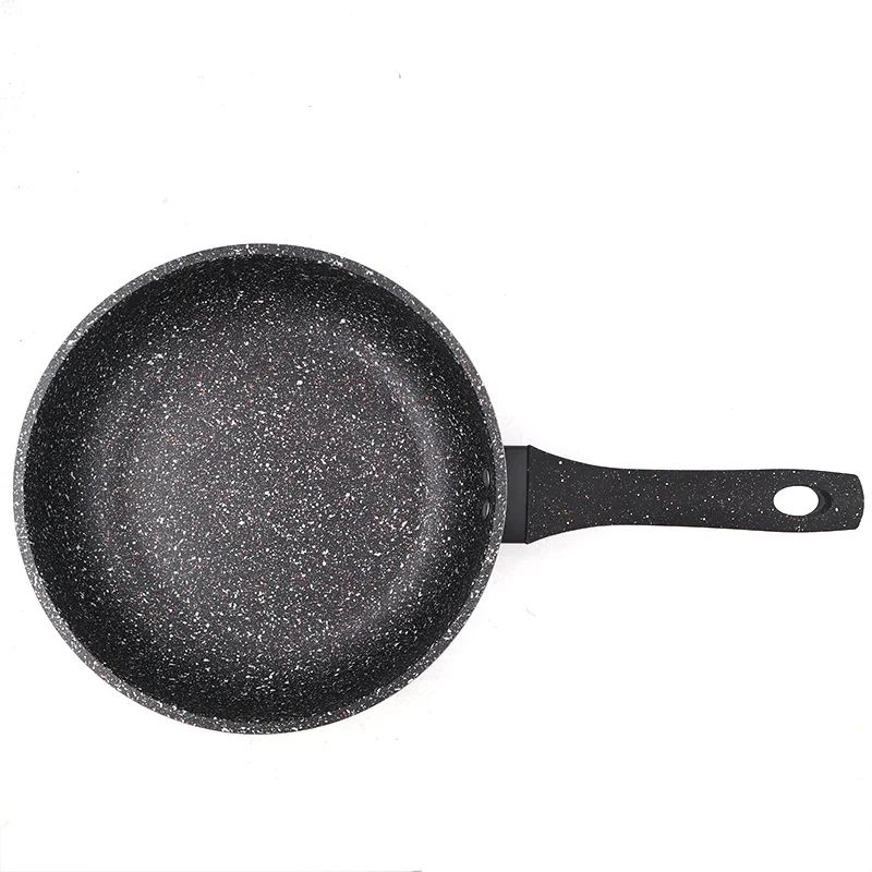 High Quality Black Granite Coating Deep Fry Pan Non-Stick Induction Cookware Metal with Glass Material for Kitchen Use